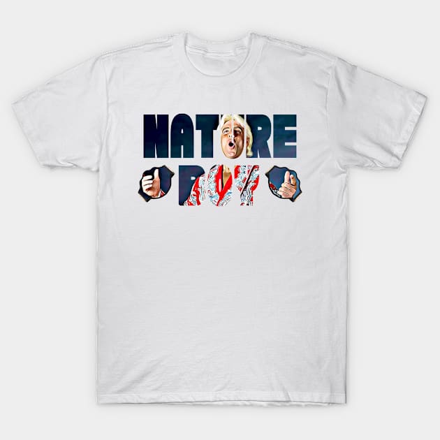 Nature Boy Flair with Championship Belts T-Shirt by Tomorrowland Arcade